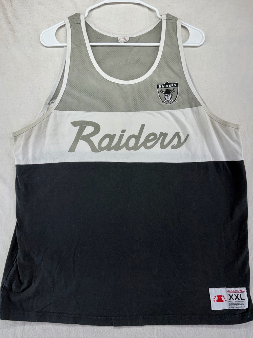 Oakland Raiders NFL Tank Top Black Gray White Football Mitchell & Ness Men’s 2XL